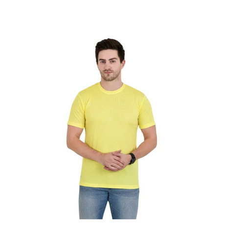 Yellow Plain Polyester T-Shirt - Regular Fit, O-Neck Collar, Short Sleeves | Lightweight, Breathable, Fade & Wrinkle Resistant, Machine Washable