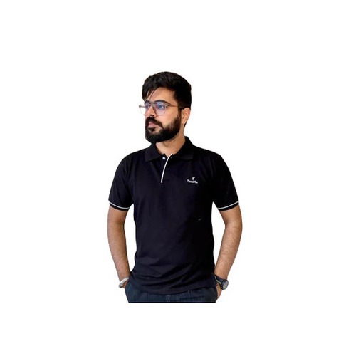 Black Polo T-Shirt - Cotton, Regular Fit, Casual Summer Wear | Lightweight, Breathable, Skin-Friendly, Fade & Wrinkle Resistant