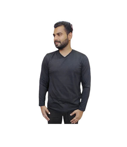 Casual Wear Readymade Regular Fit Full Sleeve V-Neck Plain Cotton Mens T Shirts