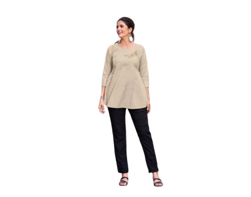 Plain Pattern Cotton Summer Special Tunic Tops With Pant