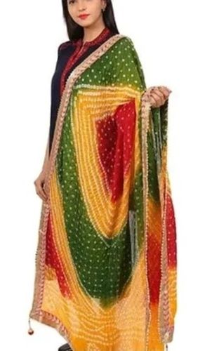 Multi Color Printed Pattern Art Silk Bandhej Dupatta For Ladies