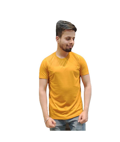 Cotton T-Shirt - XL, M, L Regular Fit , Yellow Plain Design with Short Sleeves, Breathable, Lightweight, Fade and Wrinkle Resistant for Casual Summer Wear