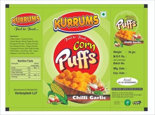 Crunchy and Healthy Chilli Garlic Corn Puffs 30 Gram Pack