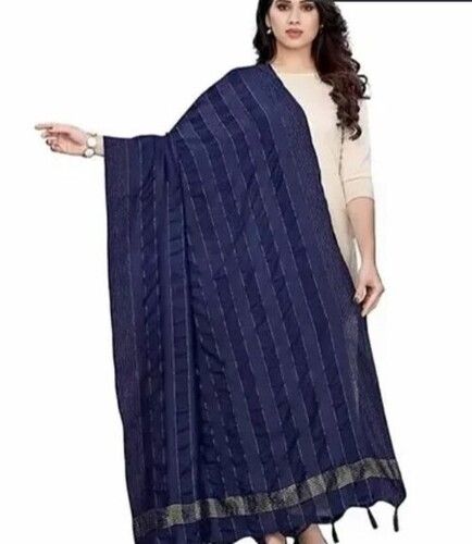 Blue Color Plain Pattern Ladies Dyeable Chanderi Dupatta