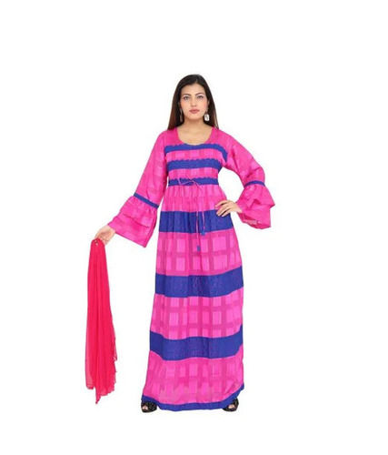 Festival Wear Regular Fit Full Sleeve Round Neck Readymade Ladies Cotton Kaftans