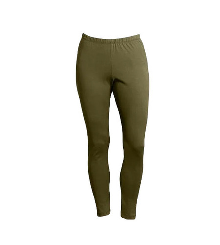 Olive Green Cotton Leggings - Mid Waist Slim Fit 4-Way Stretch | Elastic Band Ankle-Length Washable Breathable Quick Dry Shrink & Tear Resistant