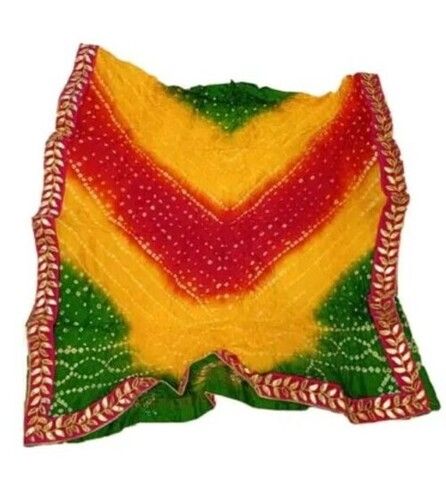 Multi Color Plain Pattern Casual Wear Ladies Silk Bandhej Dupatta