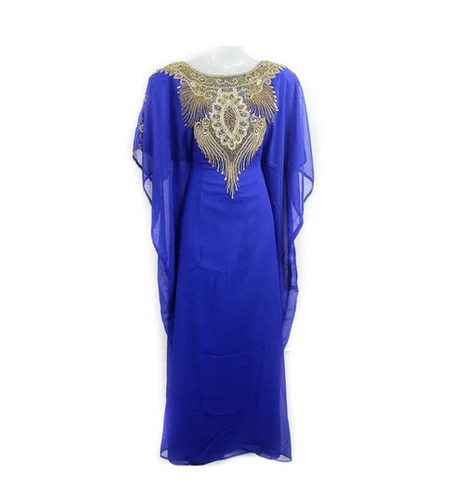 Farasha Gown - Georgette, M/L/XL Sizes, Blue Color | Embroidered, Anti Wrinkle, Breathable, Quick Dry, Full Sleeves, Long Length, Regular Fit