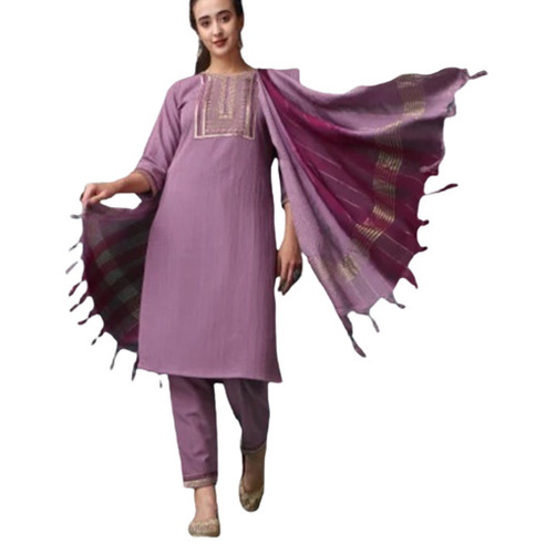 Ladies Silk Blend Kurta Pant Dupatta Set