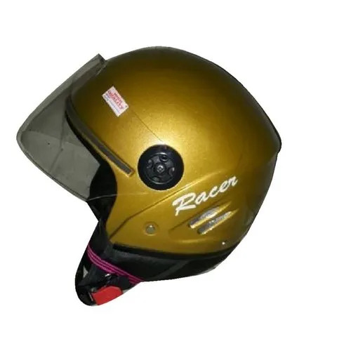 Half Face Motorcycle Helmet - Plastic, Medium Size , Golden Color, Adjustable Buckle Closure for Riding Safety