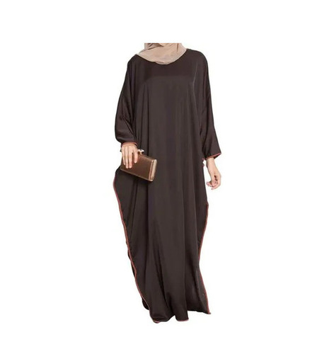 Brown Nida Matte Abaya - Long, Regular Fit, Round-Neck, No Pockets | Anti Wrinkle, Breathable, Washable, Long Sleeve, Casual Wear