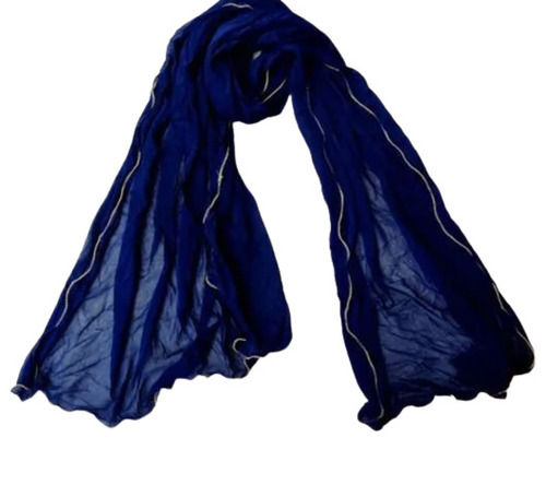 Blue Color Plain Pattern 2.5 Meter Length Ladies Chiffon Dupatta