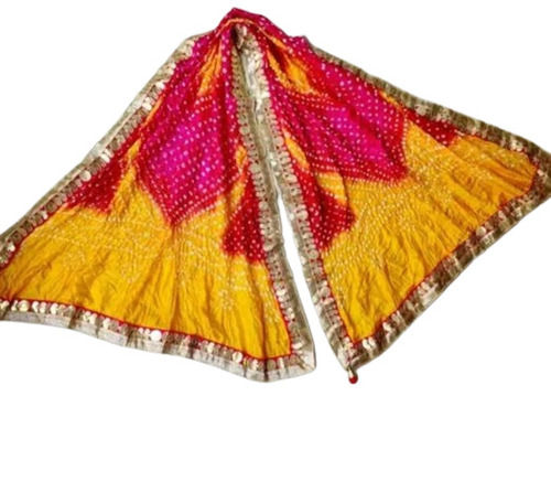 Multi Color Printed Ladies Designer Silk Bandhani Dupatta