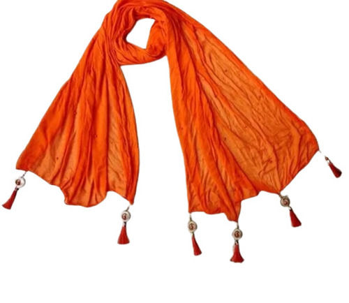 Orange Color Pearls Inside Pattern Ladies Nazmin Dupatta