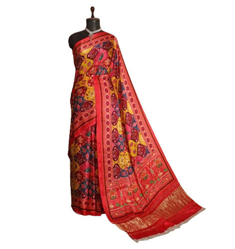 Printed Pattern Pure Silk Saree With Blouse Piece