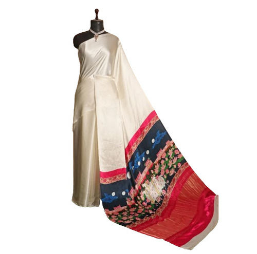 Printed Pattern Ladies Pure Gaji Silk Saree With Blouse Piece