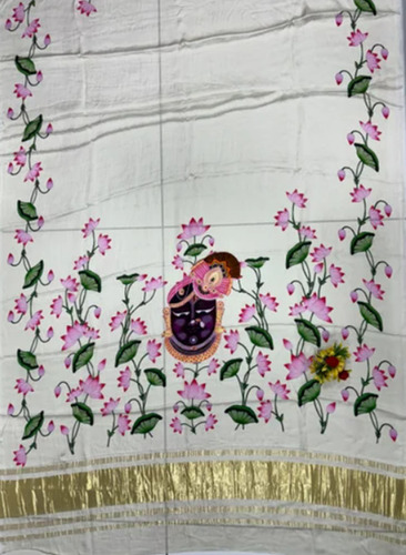 White Pure Gaji Silk Ladies Printed Dupatta - Color: Multi Color