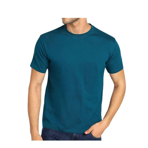Blue Lycra Cotton Regular Fit T-Shirt - Machine Washable, Fade & Wrinkle Resistant, Lightweight & Breathable for Casual Summer Wear