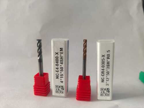 Solid Carbide End Mill - High Strength, Durable Aluminum Body | Steel Handle, New Condition