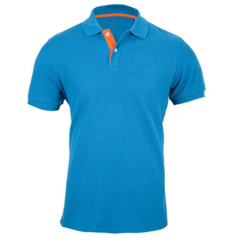 Blue Color Plain Pattern Half Sleeves Mens Polo T Shirts