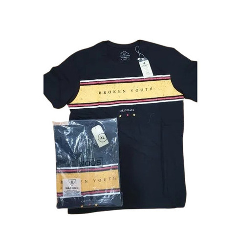 Men's Regular Fit O-Neck T-Shirt - Lightweight Polyester, Comfortable Machine Washable Black Print | Breathable, Skin-Friendly, Fade & Wrinkle Resistant