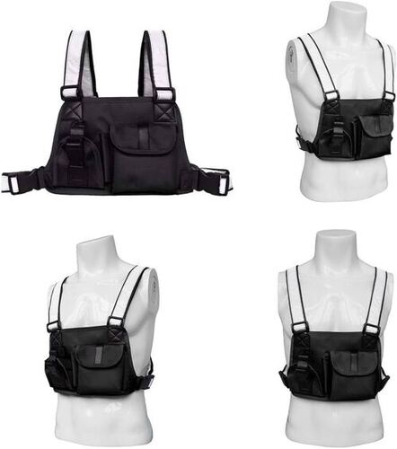 Vest Carrier Bag - ABS Material Shoulder Length Handle & Vest Handle Black Color - Durable Design with Aqueous Coating Plain Style