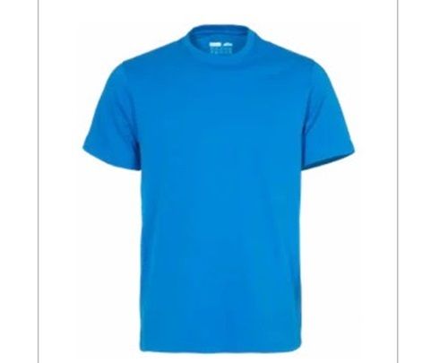 Blue Color Half Sleeves Round Neck Plain Pattern Mens T Shirt