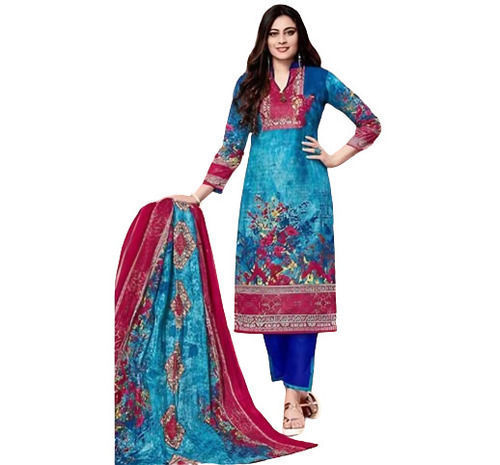 Blue Printed Ladies Cotton Suit