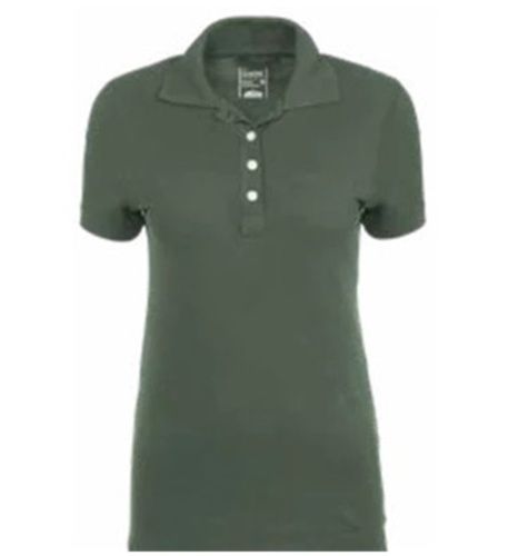 Green Color Plain Pattern Short Sleeves Ladies Polo T Shirts