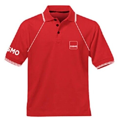 Red Color Short Sleeves Regular Fit Polo Neck Mens T Shirts