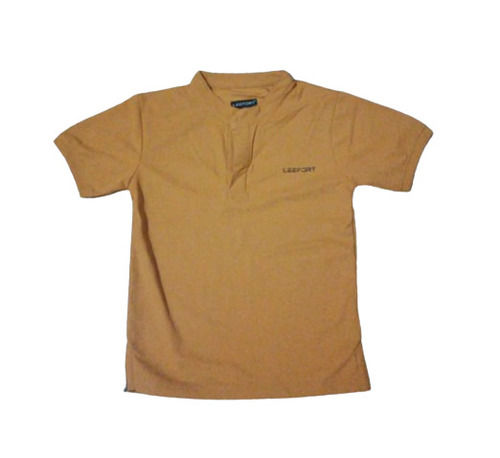 Yellow Color Plain Pattern Mens Polo Neck Corporate T Shirt