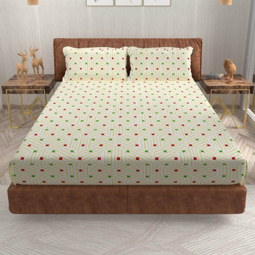 Double Bed Sheets - 100% Cotton King Size Multi-Color - Printed Washable Combed Yarn