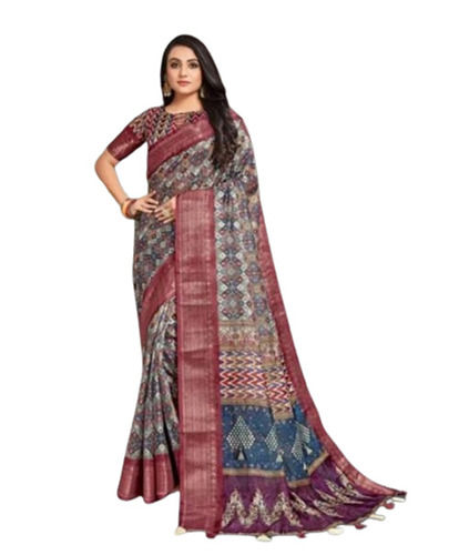 Fancy Cotton Embroidered Saree