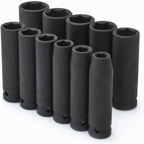 Black Round Easy Fastener Placement Impact Deep Sockets Set