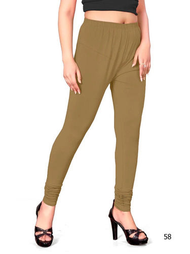 Daily Wear Skin-Friendly Slim Fit Ankle Length Plain Cotton Churidar Leggings for Ladies