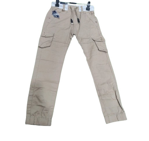 Boys Plain Beige Cotton Cargo Pants - Casual Wear for Ages 4-14 | Breathable, Washable, Comfortable Fabric Ideal for Everyday Use