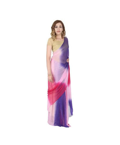 Party Wear Light Weighted Shrink Resistant Hand Work Chiffon Sarees for Ladies