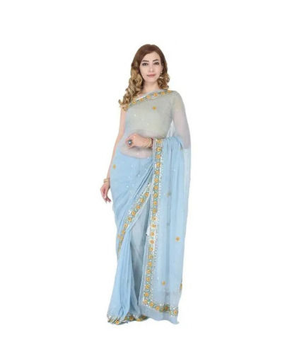 Party Wear Light Weighted Shrink Resistant Jaipuri Designer Chiffon Sarees for Ladies