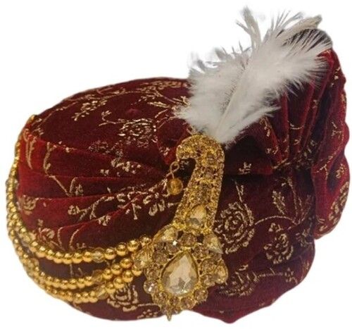 Maroon Color Printed Pattern Groom Wedding Turban