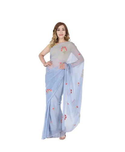 Party Wear Light Weighted Shrink Resistant Chiffon Sarees for Ladies