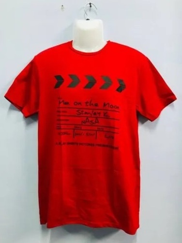 Red Half Sleeves Round Neck T-Shirt - Cotton Size: [S M L XL XS XXL XXS XXXL] | Printed Design Regular Fit for All Ages O-Neck Style