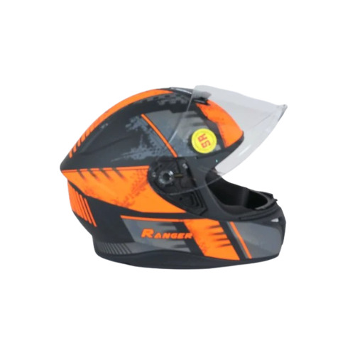 Spark Minda Ranger - Plastic Material, All Size, Sleek Black & Neon Orange | ISI Certified Protection, High-Impact Shell, Scratch-Resistant Visor, Comfortable Inner Padding with Vents, Fast Release Chin Strap