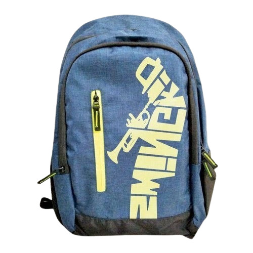 Printed Backpack - Waterproof Polyester Material, Blue Color, Zipper Closure | Moisture-Proof and Stylish Design for School Use