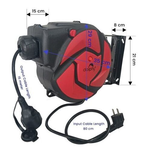 Dolphy Extension Cord Reel - Red and Black, 220V 50Hz | Long Cable, Portable Reel, Multi Socket, Overload Protection, Heat Resistant, Compact Design
