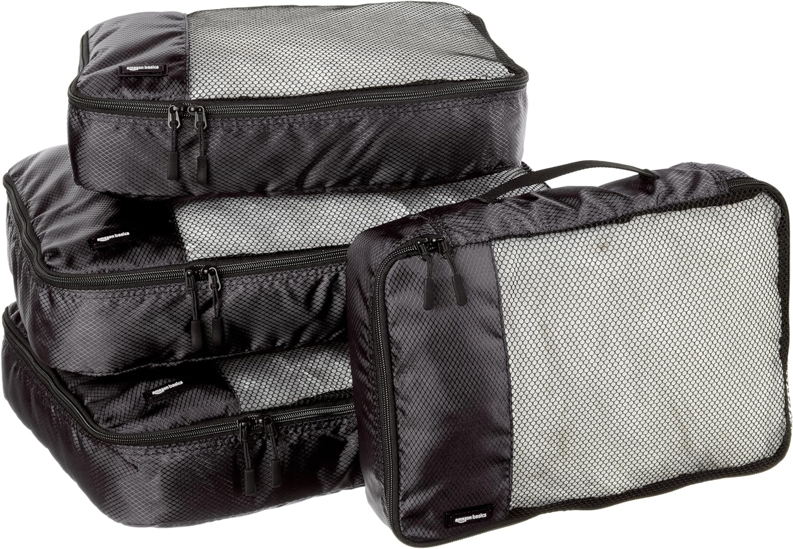 Gotrippin Polyester Packing Cubes Travel Organizer for Men and Women, 5 pc Luggage Bags Set (1 Large, 2 Medium and 1 Small Cube+ 1 Large Laundry Bag) (Black_GOPC)