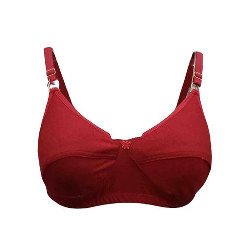 Elastic Plunge Neck Bra - Regular Fit, 3/4th Coverage in Maroon Cotton | Breathable, Skin-Friendly, Fade and Wrinkle Resistant Features