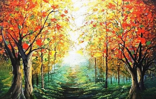 24 x 36 Inches Nature Foliage Acrylic Canvas Painting