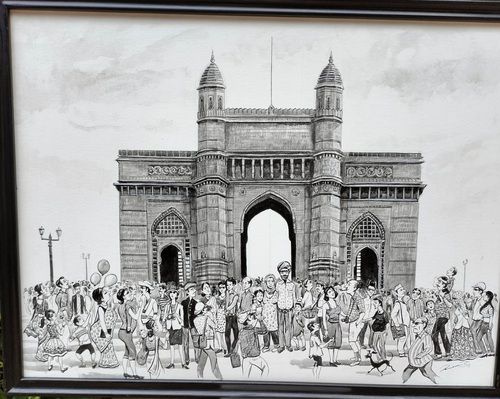 30 x 40 Inches Gateway of India Acrylic On Canvas Painting