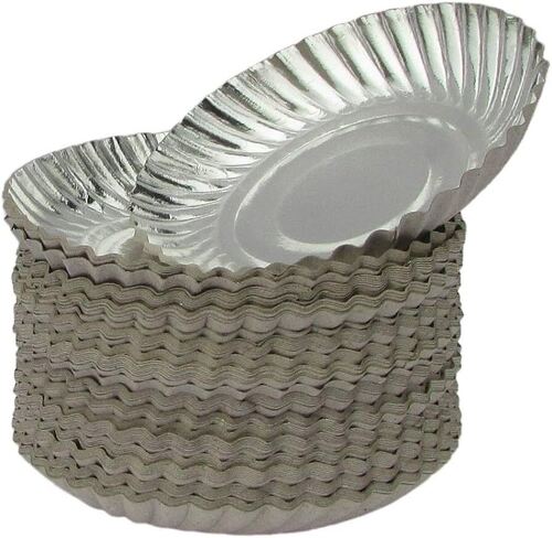 Disposable Round Shape Silver Paper Plate (Pack Of Twenty)