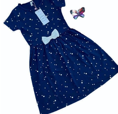 Cotton Printed Frock for Girls - Regular Fit, Short Sleeves | Breathable, Machine Washable, Customized Sizes